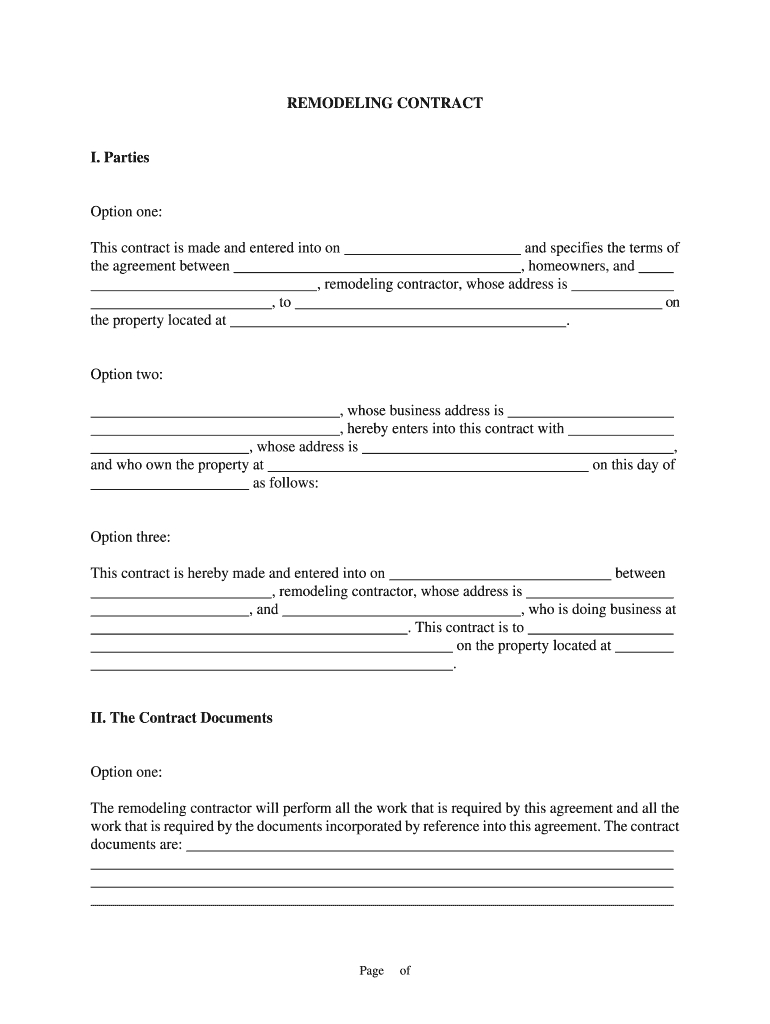 Remodeling Contract Template - Fill Online, Printable, Fillable regarding Free Printable Home Improvement Contracts