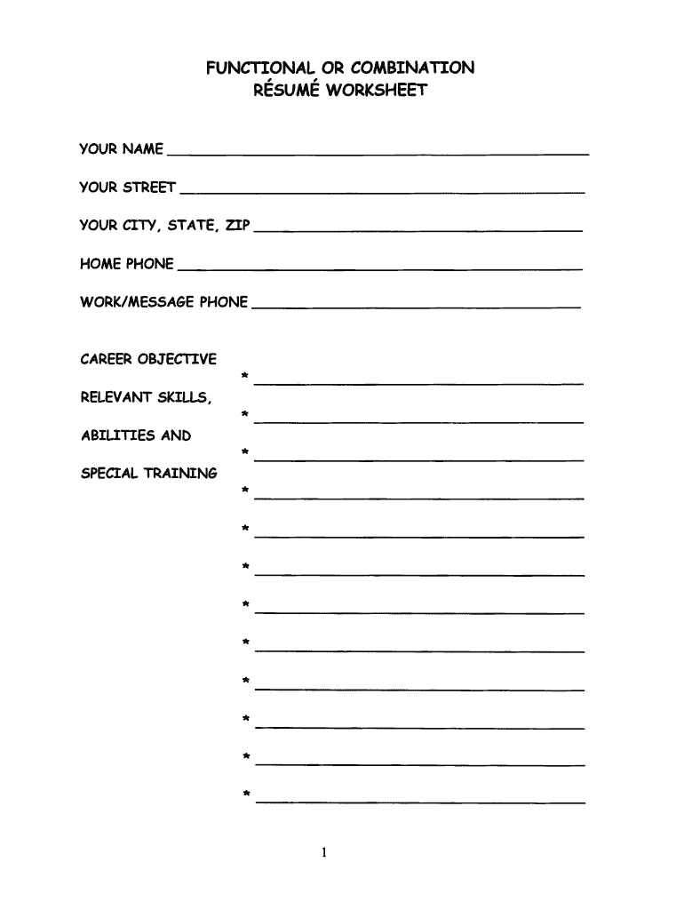 Resume Download - Fill Online, Printable, Fillable, Blank | Pdffiller with Free Printable Fill in the Blank Resume Templates