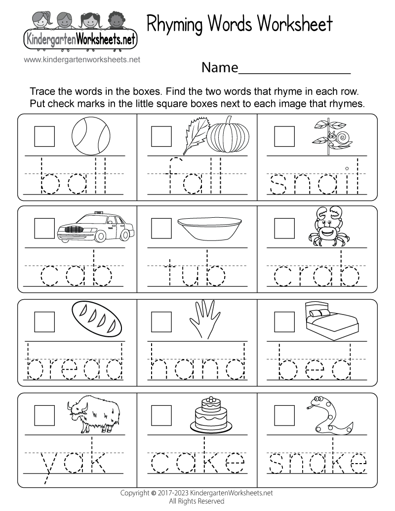 Rhyming Words Worksheet - Free Printable, Digital, &amp;amp; Pdf for Free Printable Rhyming Words Worksheets