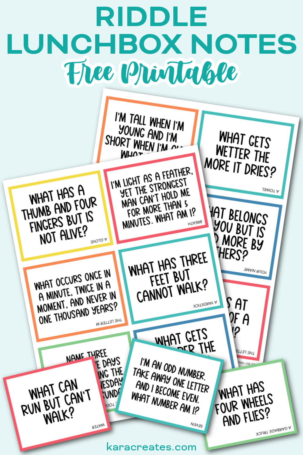 Riddle Lunchbox Notes for Free Printable Riddles