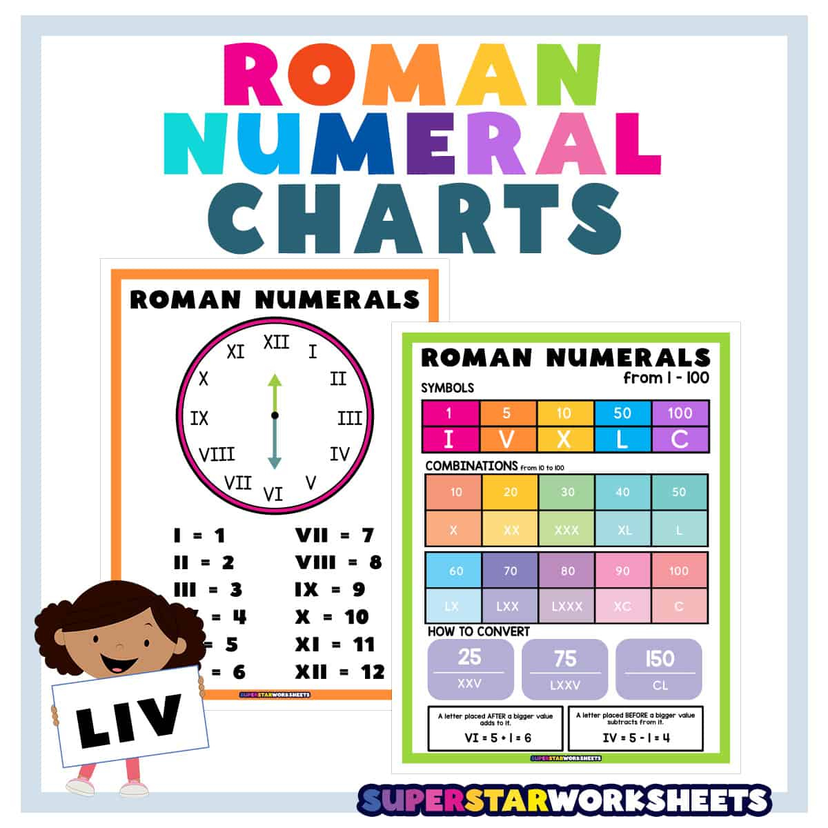 Roman Numerals Chart - Superstar Worksheets pertaining to Free Printable Roman Numerals Chart