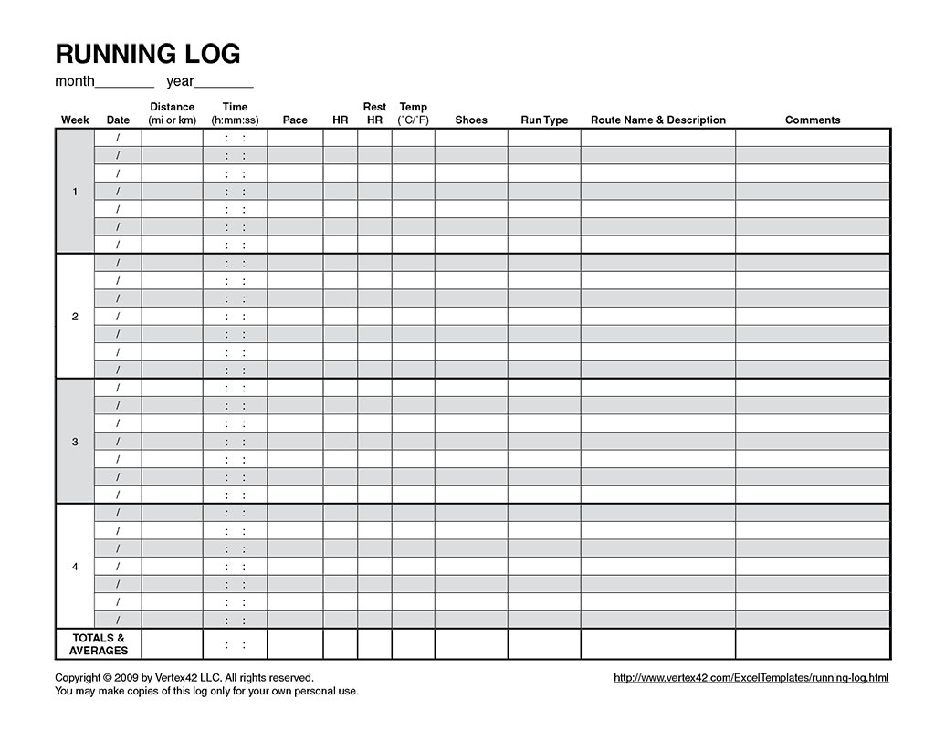 Running Log Template | Running Schedule, Running Plan, 10K Running intended for Free Printable Running Log