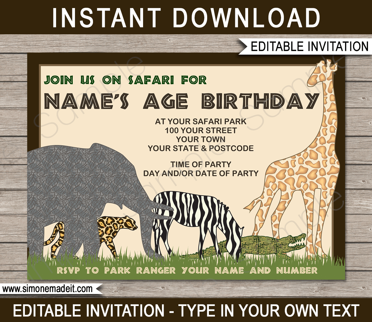 Safari Or Zoo Party Invitations Template pertaining to Zebra Invitations Printable Free