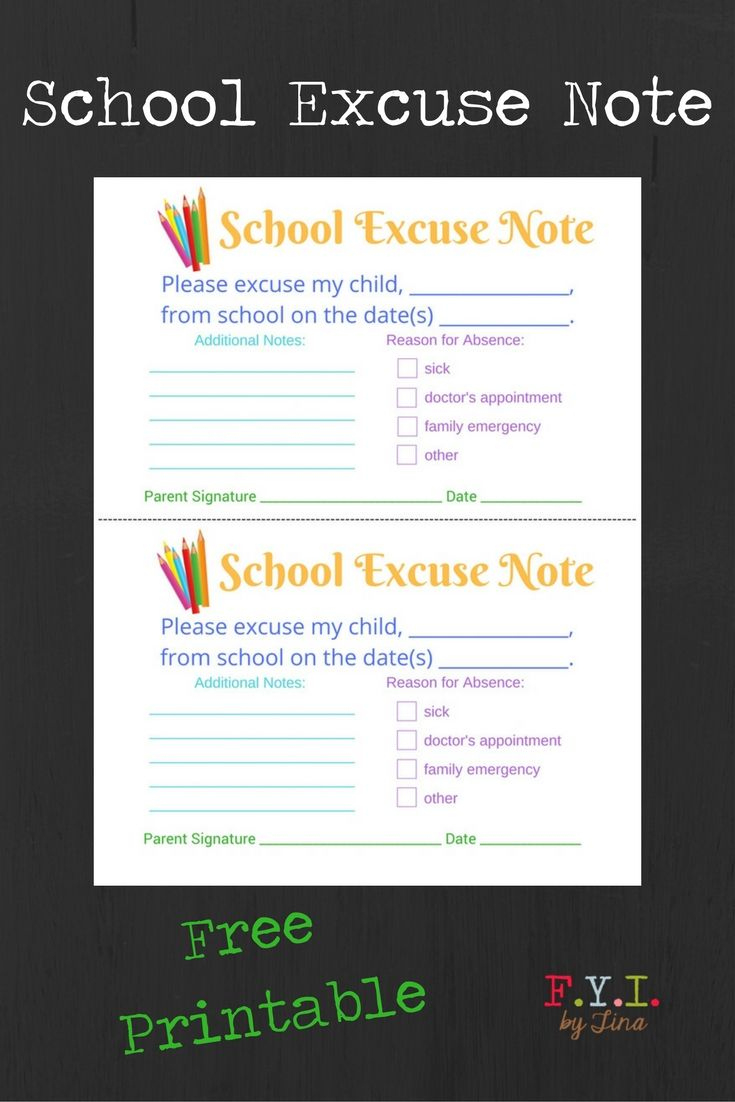 School Excuse Note - Free Printable | Doctors Note Template regarding Free Printable School Notes