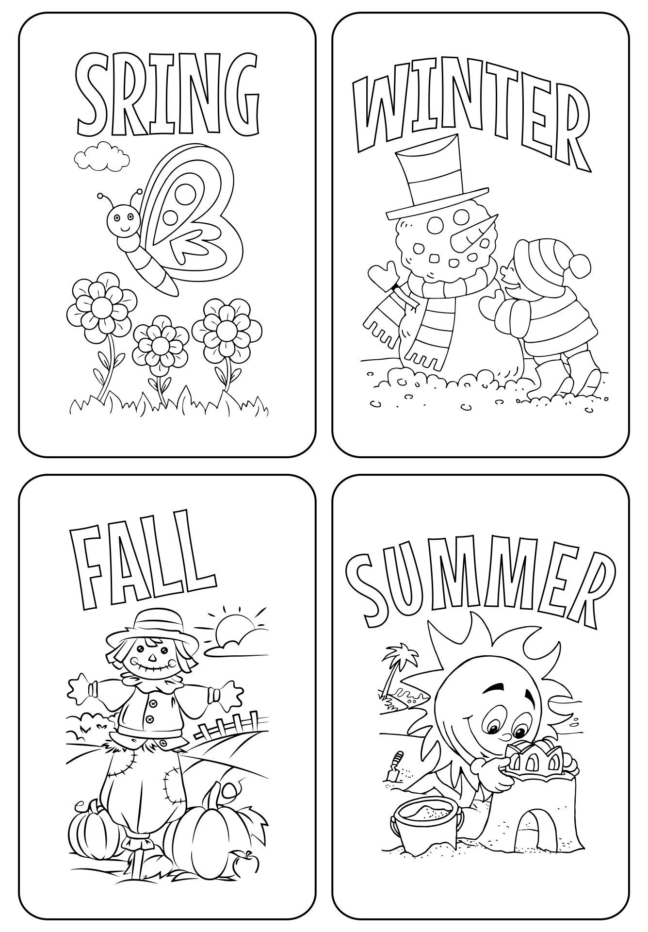 Seasons Preschool Coloring Pages Printables | Printablee | Seasons intended for Free Printable Pictures Of The Four Seasons