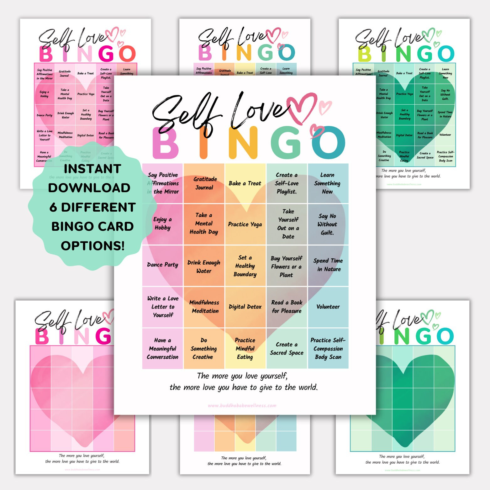 Self Love Bingo - Etsy for Free Printable Self Esteem Bingo