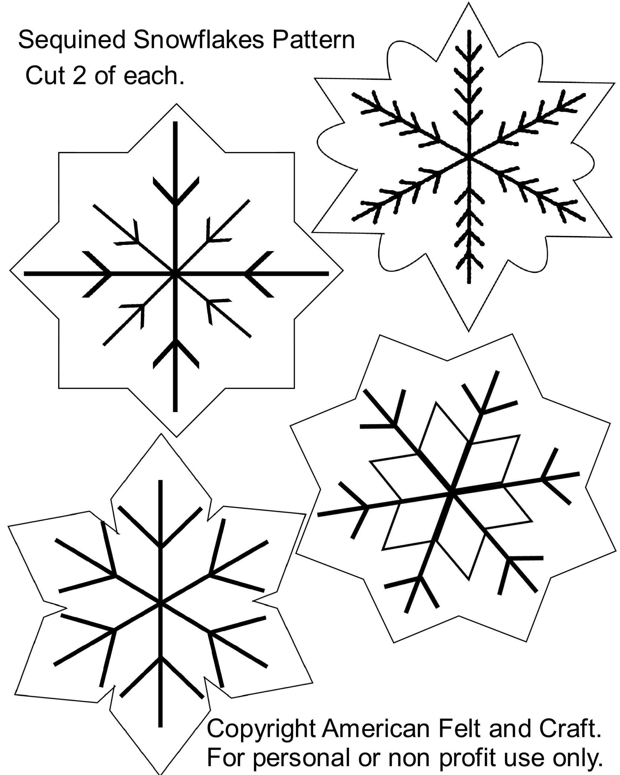 Sequin Snowflakes Felt Christmas Ornament Pattern | ~American Felt for Free Printable Felt Christmas Ornament Patterns