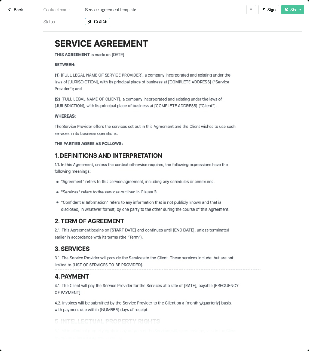 Service Agreement Template - Free To Use for Free Printable Service Contract Forms