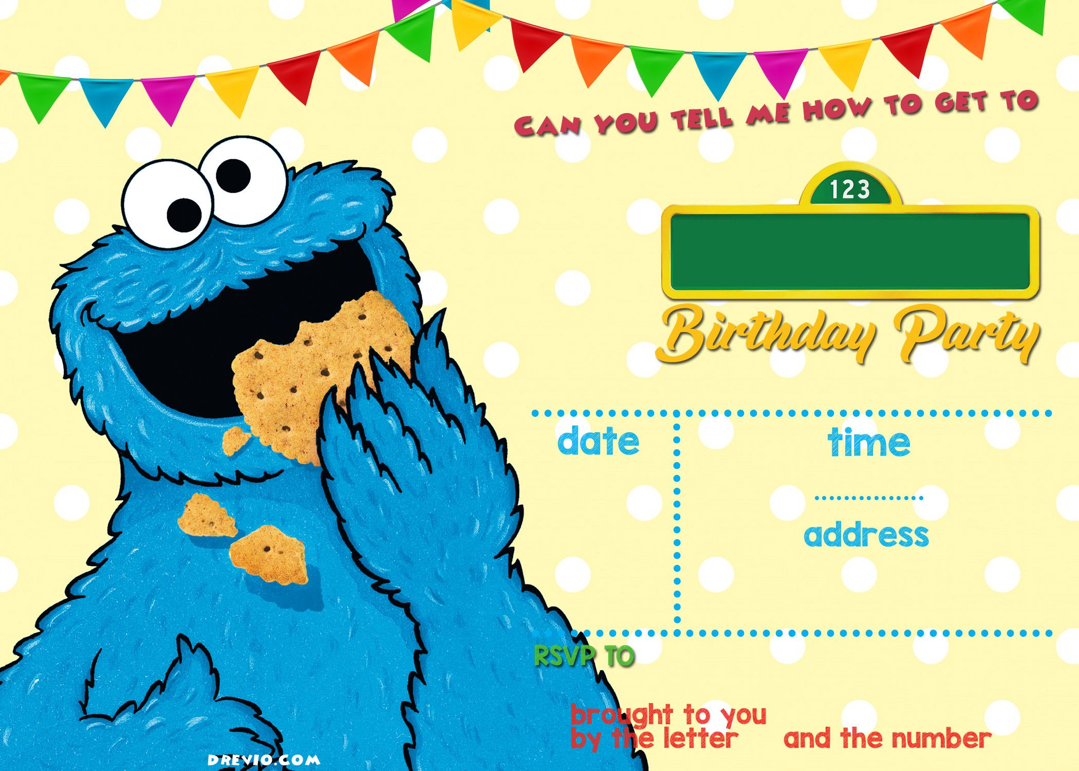 Sesame Street Birthday Invitations Online | Sesame Street Birthday within Free Printable Cookie Monster Birthday Invitations