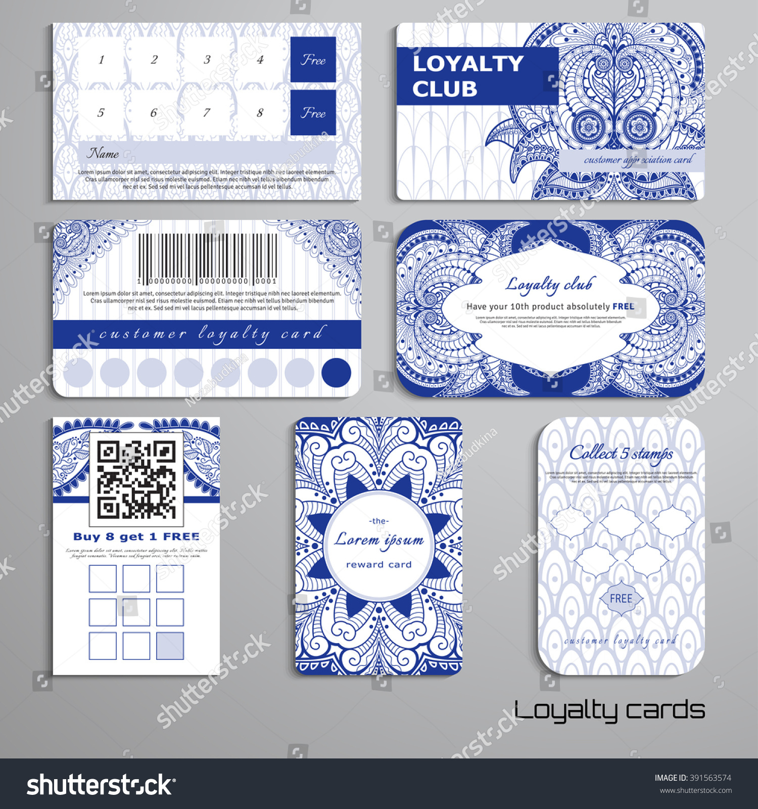 Set Loyalty Cards Damask Oriental Pattern Stock Vector (Royalty with regard to Free Printable Damask Place Cards