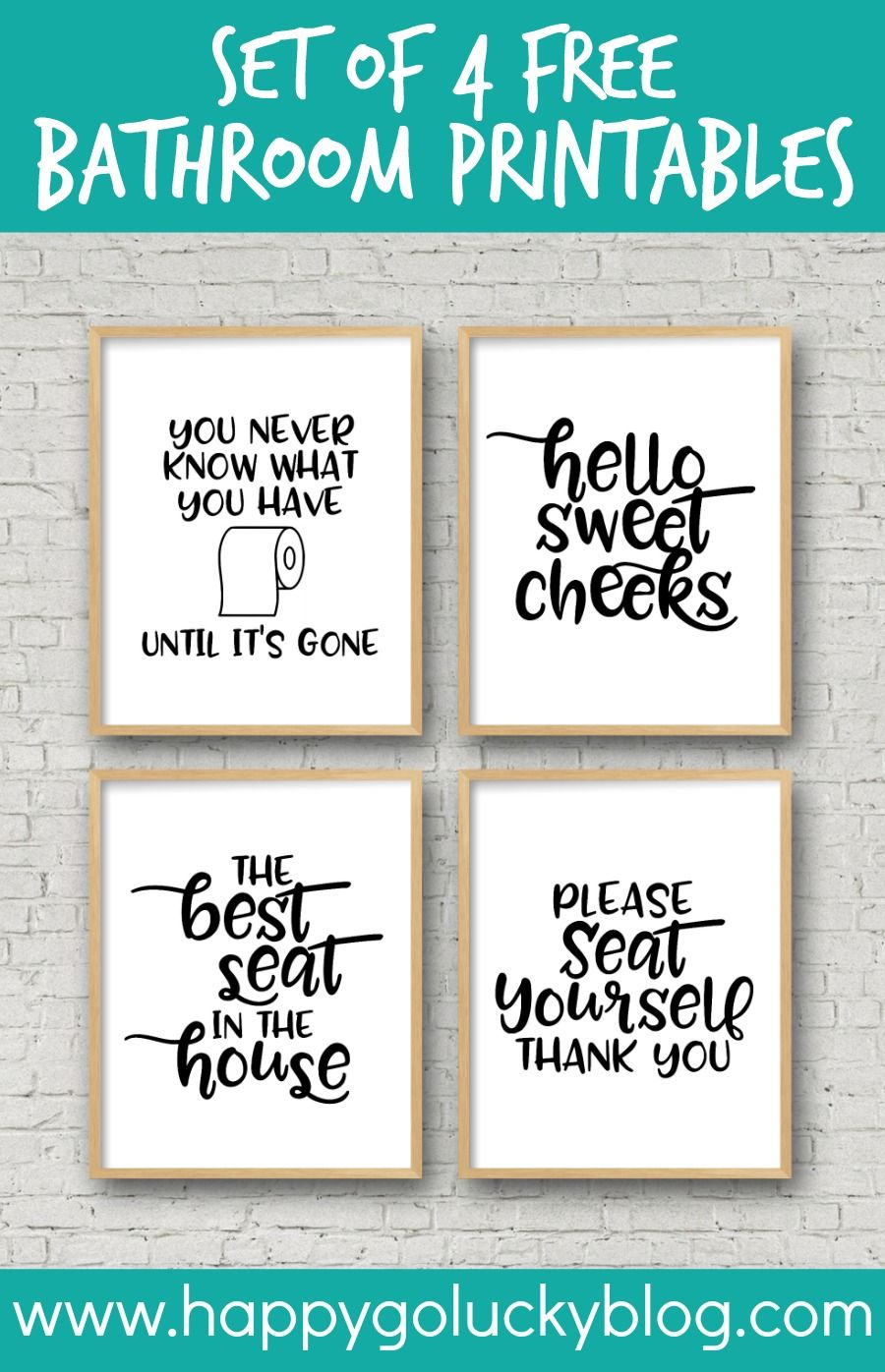 Set Of 4 Printable Bathroom Signs | Bathroom Printables, Printable with Free Printable Funny Signs