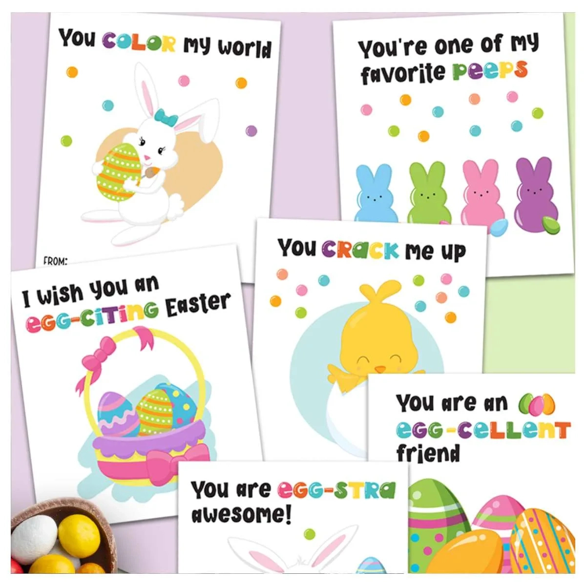 Set Of 6 Free Printable Easter Cards For Kids for Free Printable Easter Cards