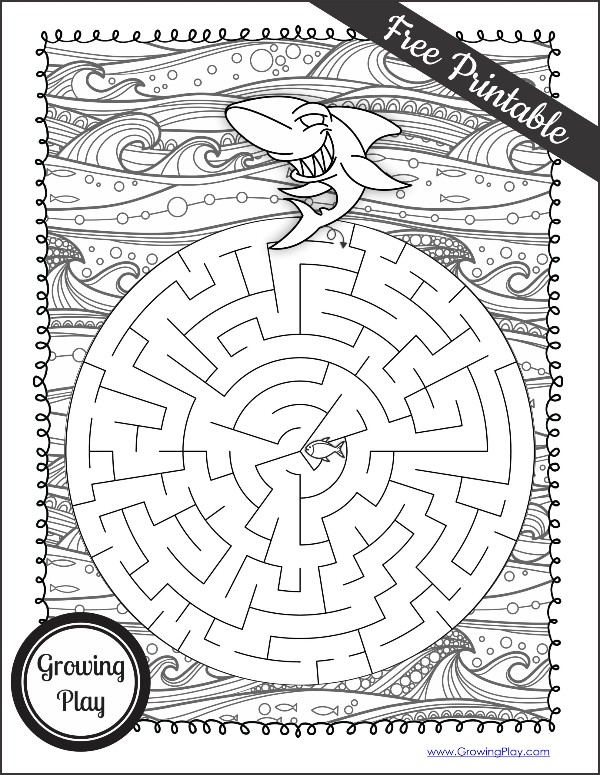 Shark Maze Free Printable Pdf - Growing Play in Free Printable Mazes for Kids