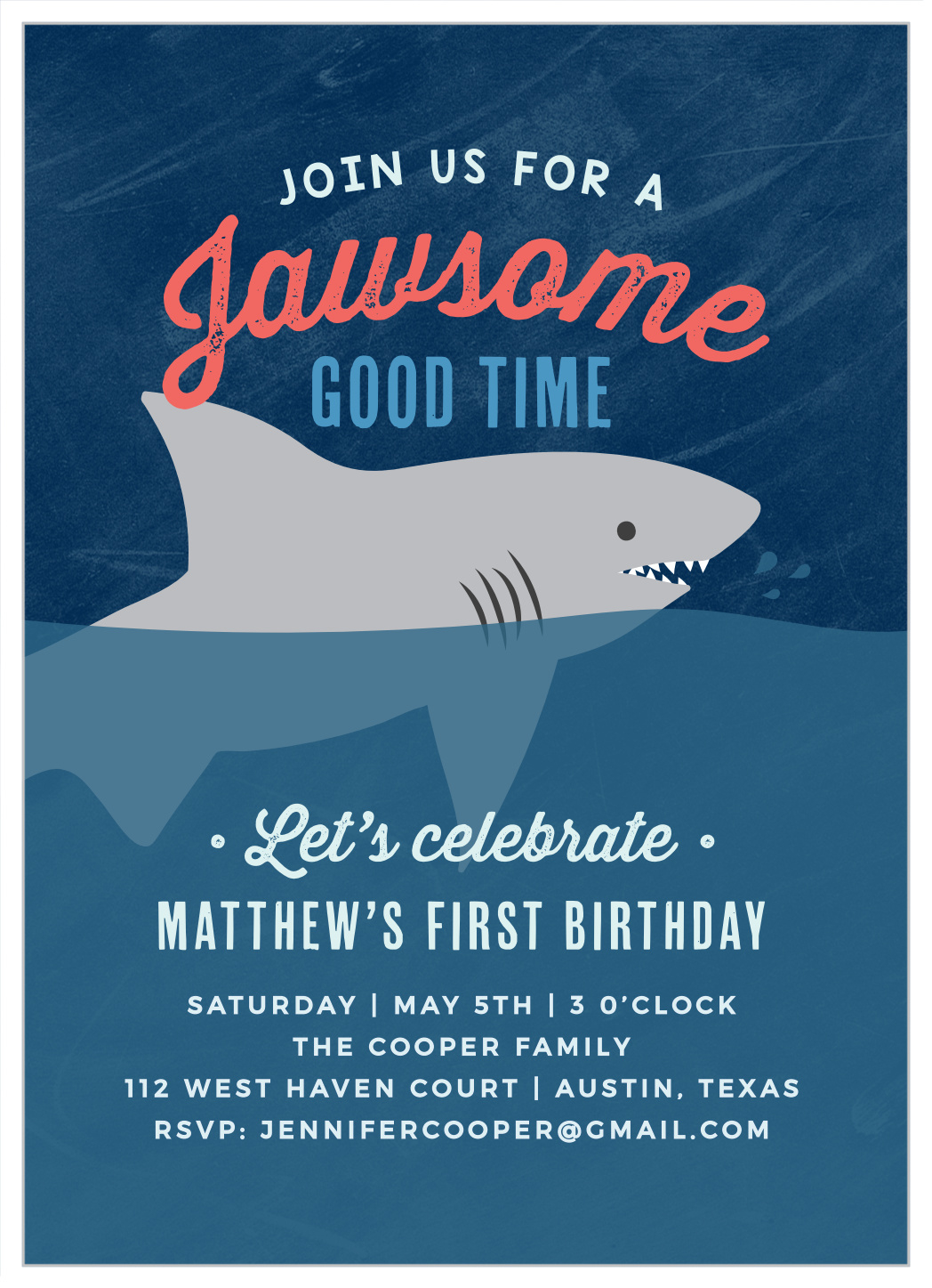 Shark Week First Birthday Invitations inside Shark Invitations Free Printable