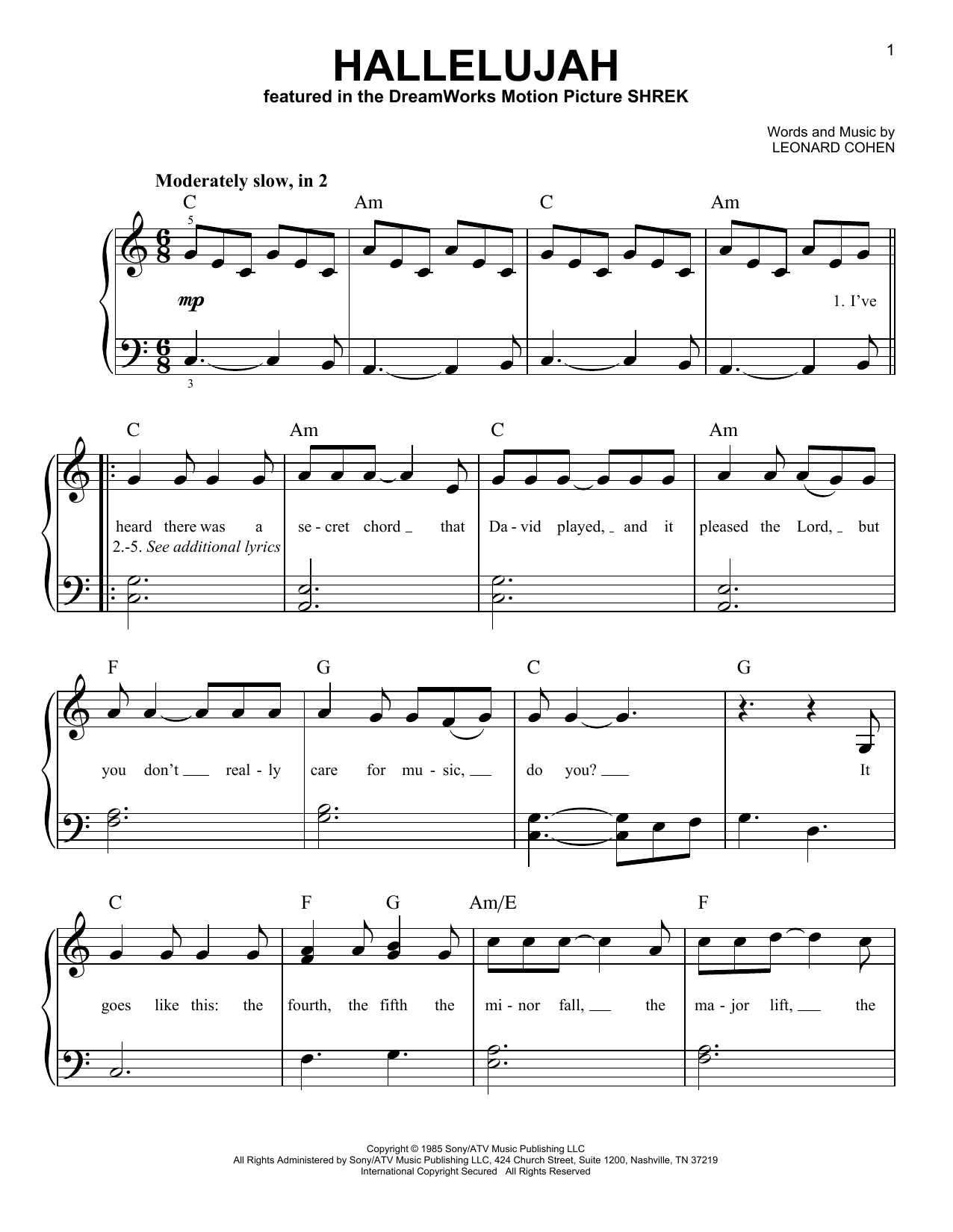 Sheet Music For Christmas Hallelujah for Hallelujah Sheet Music Piano Free Printable