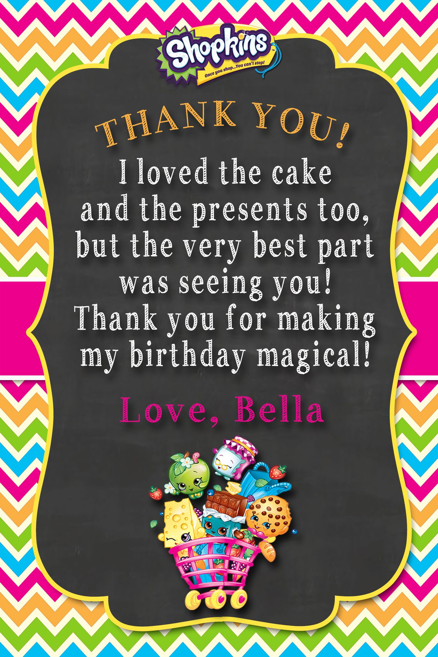 Shopkins Thank You Card | Shopkins Birthday Party, Shopkins Party intended for Free Printable Shopkins Thank You Cards