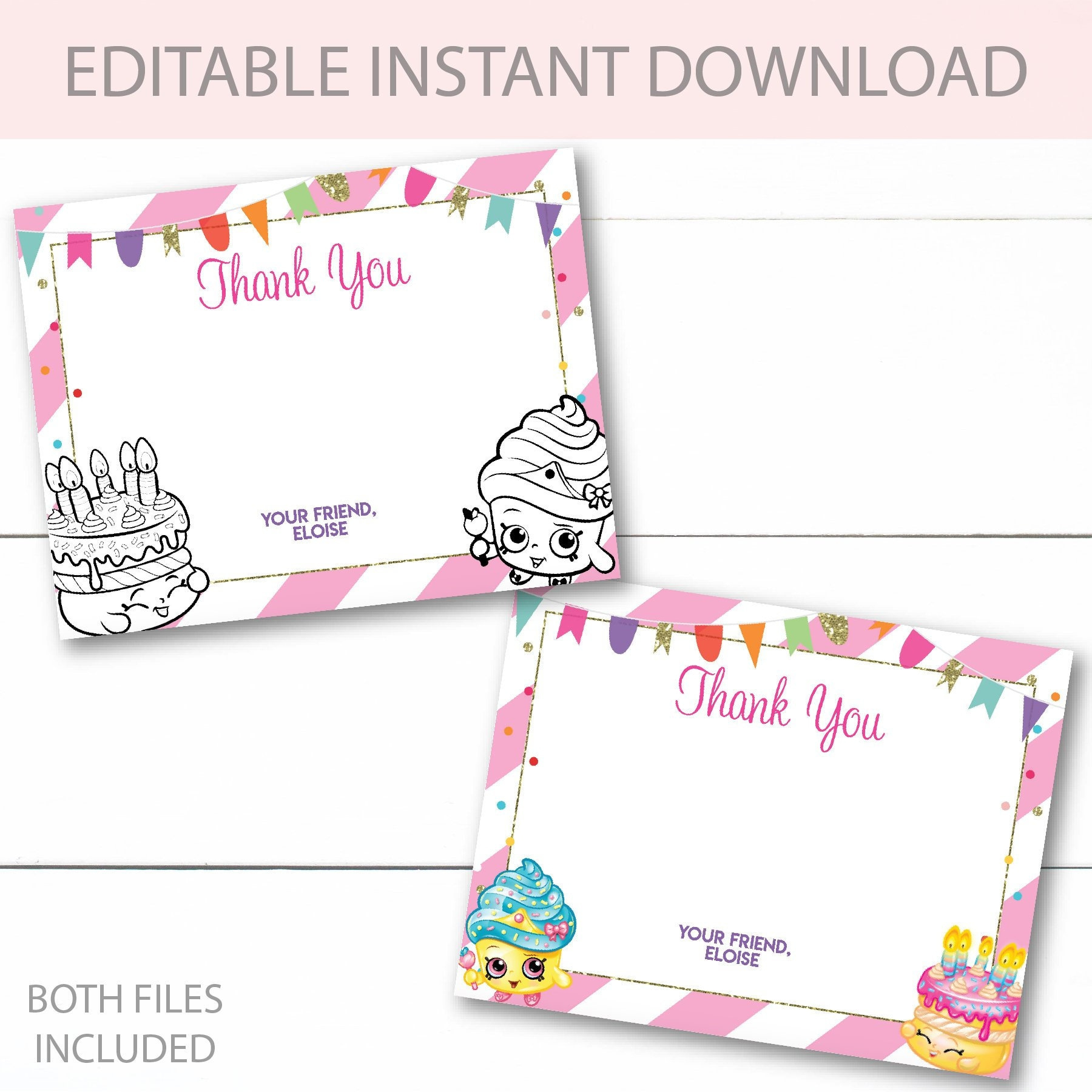 Shopkins Thank You - Etsy with regard to Free Printable Shopkins Thank You Cards