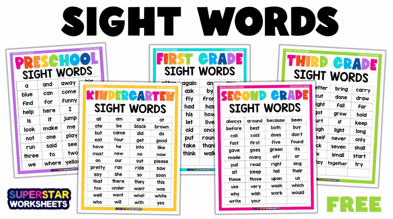 Sight Words - Superstar Worksheets inside Free Printable Sight Words