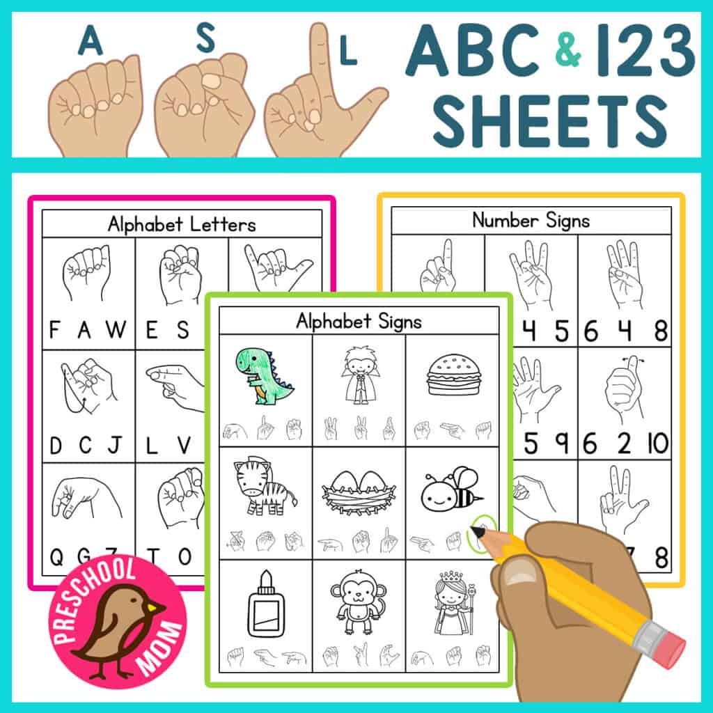 Sign Language Printables - Preschool Mom regarding Free Sign Language Printables