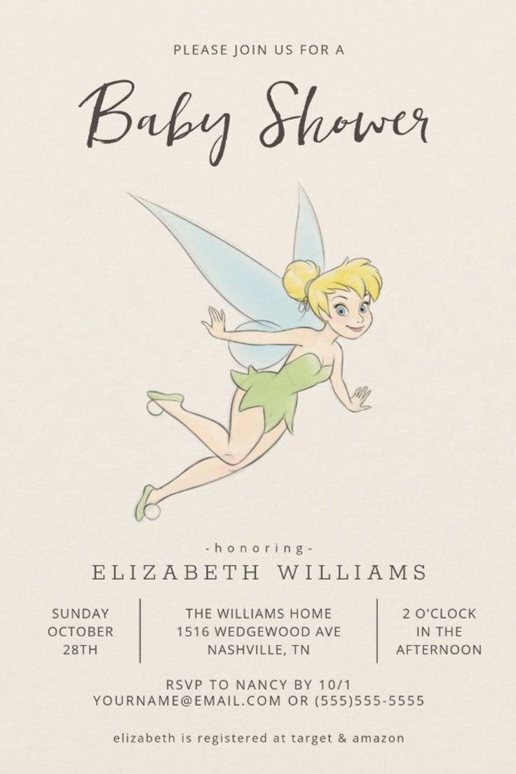 Simple Tinker Bell Baby Shower Invitation | Zazzle | Baby Shower intended for Free Printable Tinkerbell Baby Shower Invitations