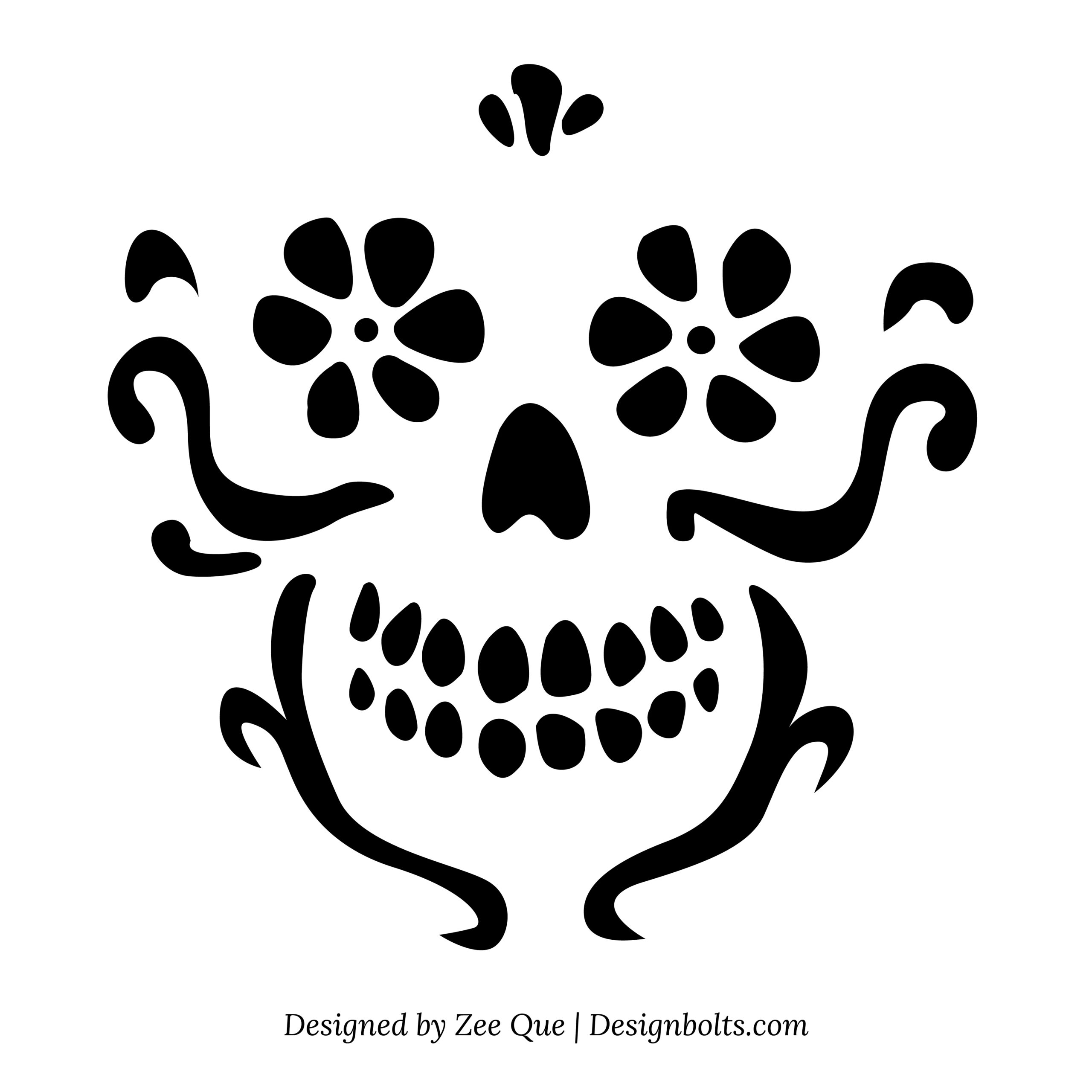 Skeleton / Sugar Skull (Free Pumpkin Stencil - Pumpkin Pattern inside Free Printable Sugar Skull Pumpkin Stencils