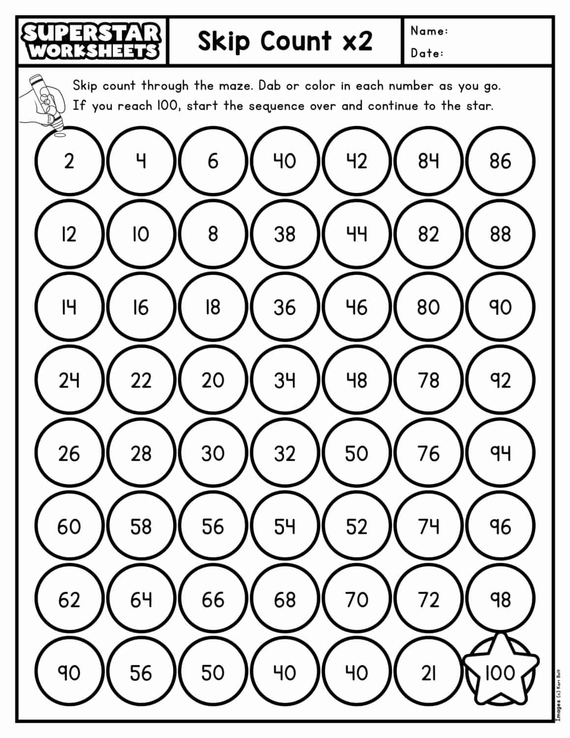 Skip Counting Worksheets - Superstar Worksheets with regard to Free Printable Skip Counting Worksheets