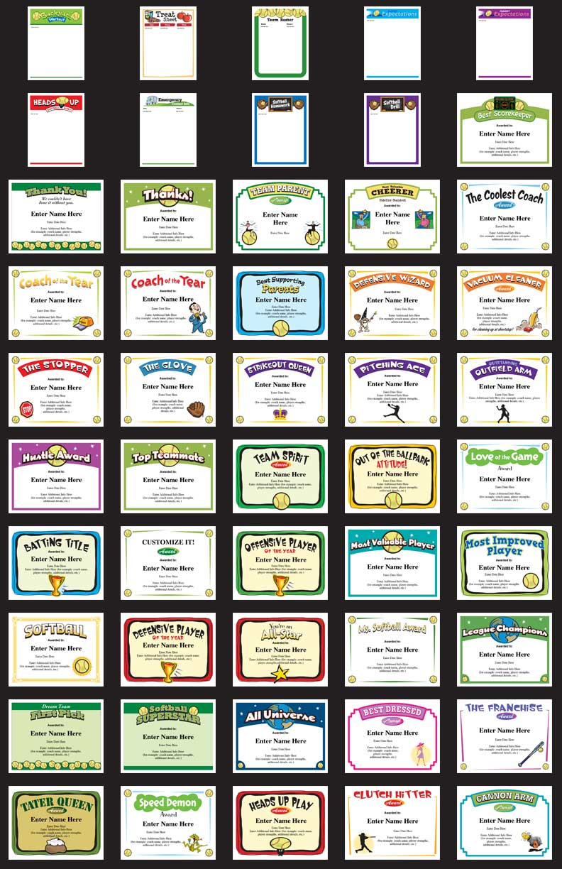 Softball Certificates - Free Award Certificates with Free Printable Softball Certificates