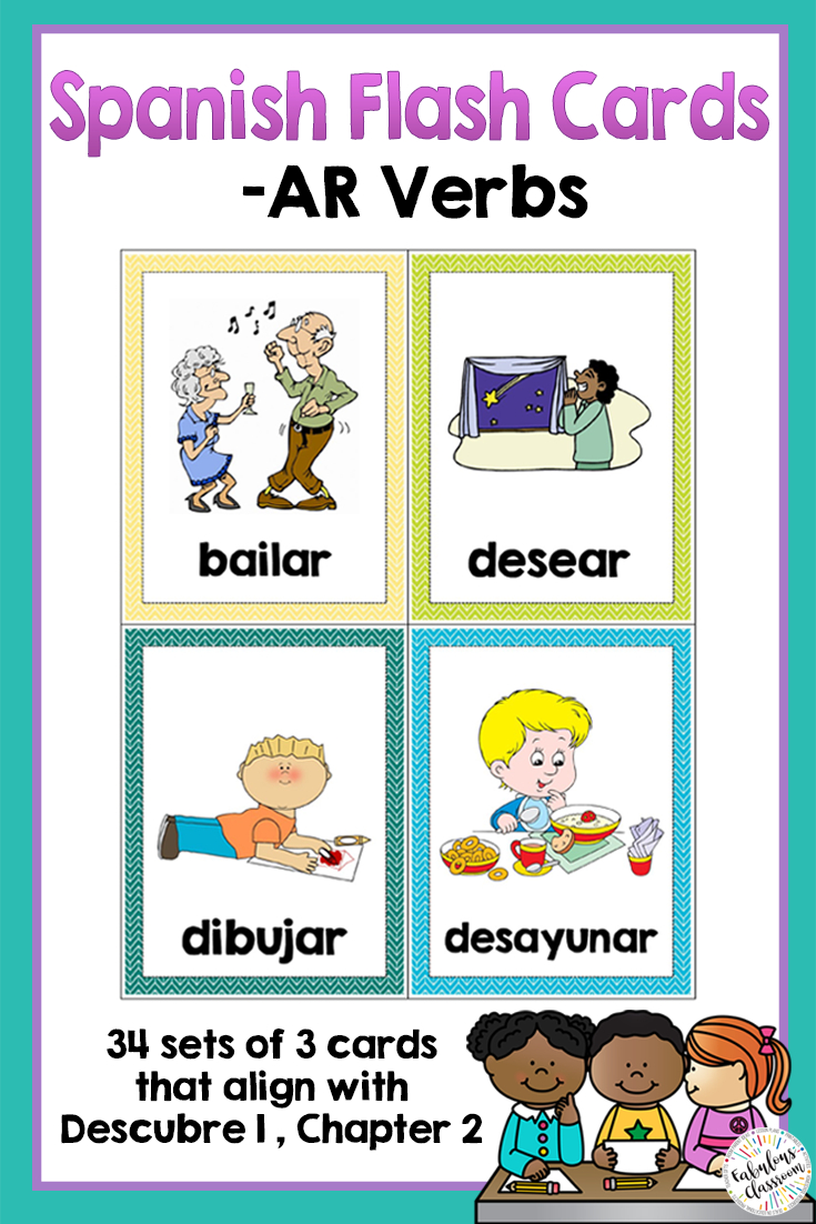 Spanish Ar Verbs Printable Flashcards | Descubre 1 | Learning within Free Printable Spanish Verb Flashcards