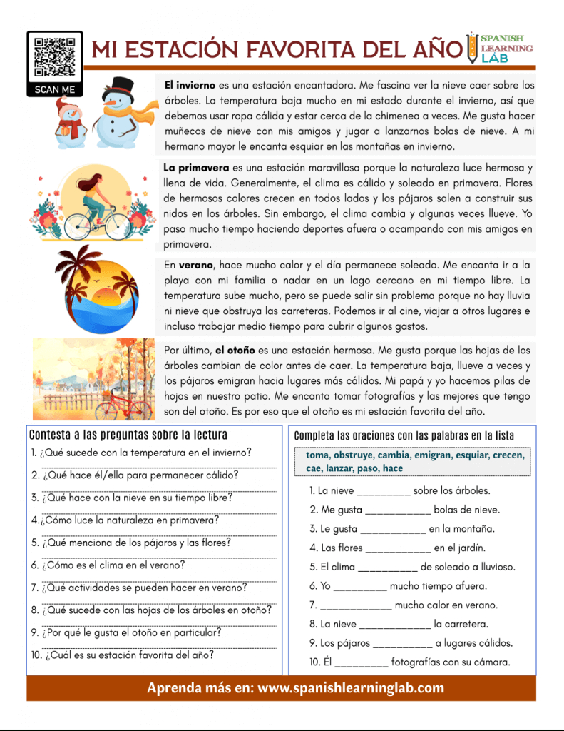 Spanish Reading Worksheets Archives - Spanish Learning Lab pertaining to Free Printable Spanish Reading Comprehension Worksheets