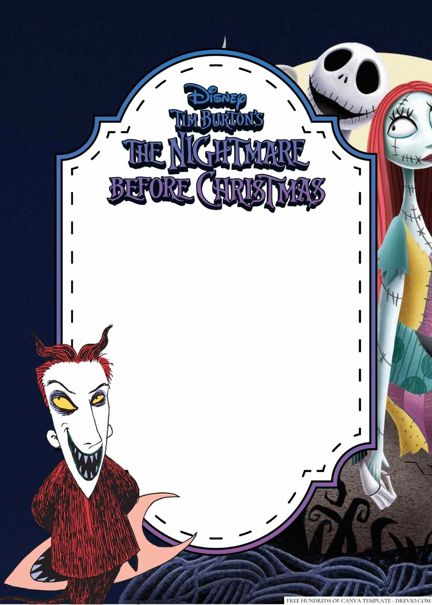 Spooky Birthday Invitations For Nightmare Before Christmas Fans with regard to Free Printable Nightmare Before Christmas Birthday Invitations