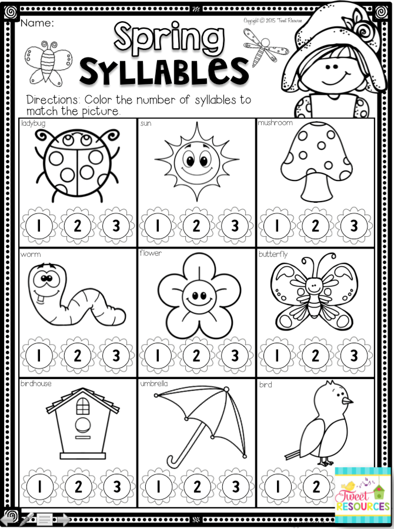 Spring Kindergarten Math And Literacy Printables | Kindergarten regarding Free Printable Spring Worksheets For Kindergarten