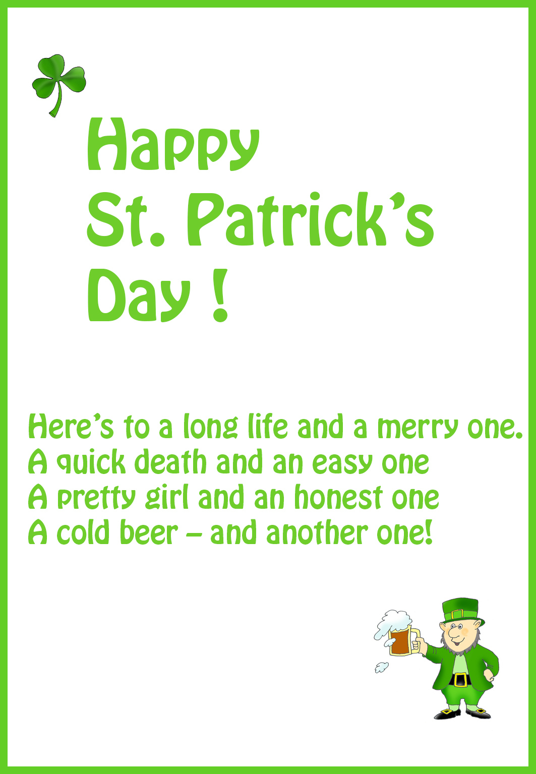 St. Patrick Day Cards – Free Printable Greeting Cards pertaining to Free Printable St Patrick&amp;amp;#039;s Day Greeting Cards