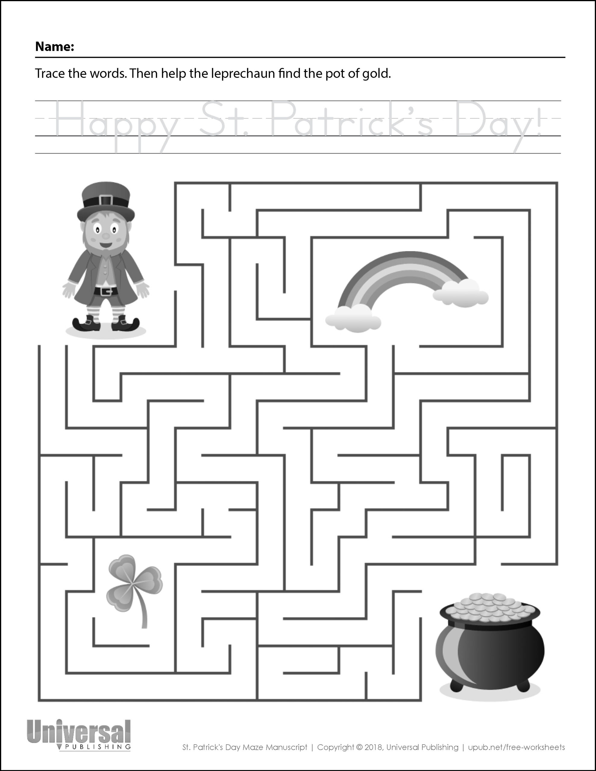 St. Patrick&amp;#039;S Day | Free Printables - Universal Publishing Blog with Free Printable St Patrick Day Worksheets