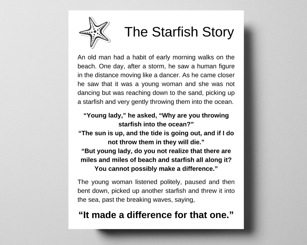 Starfish Poemloren Eiseley, The Starfish Story Printable Sign in Starfish Story Printable Free