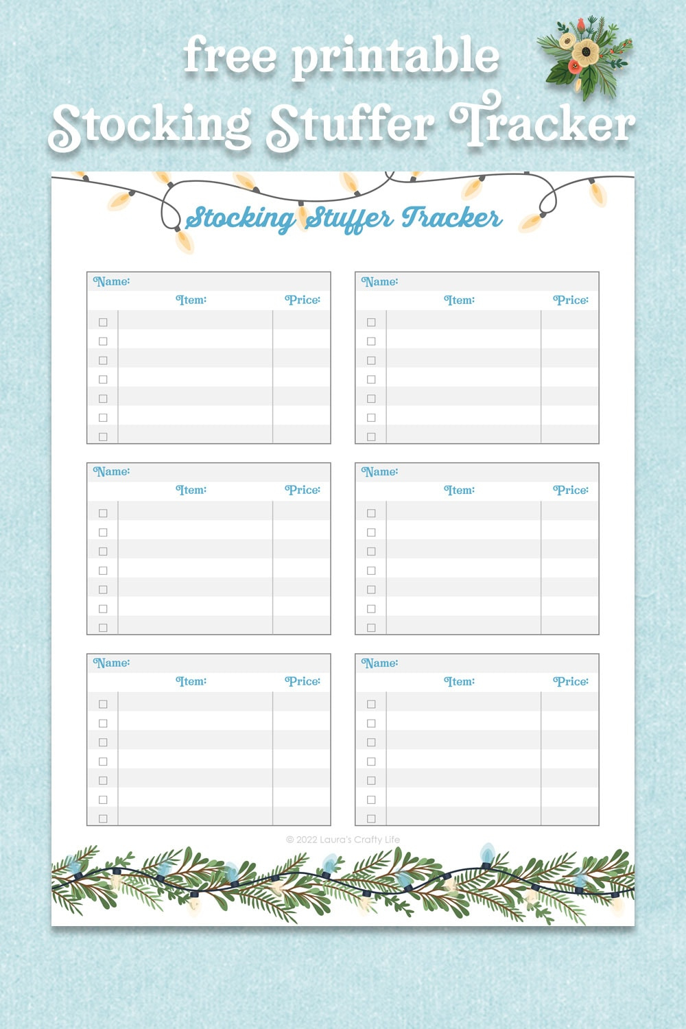 Stocking Stuffer Tracker for Free Printable Stocking Stuffers