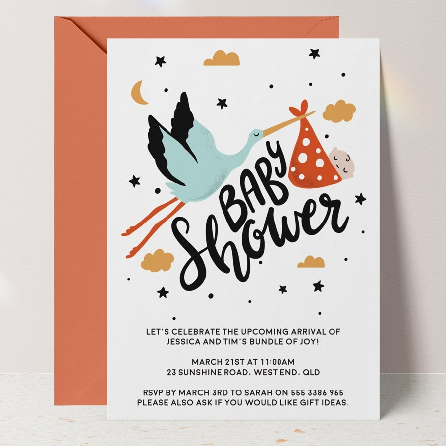 Stork Baby Shower Invitations throughout Free Stork Party Invitations Printable