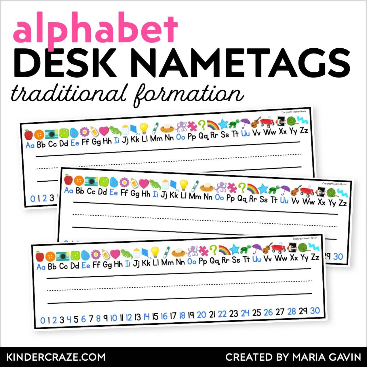 Student Desk Name Tags - Editable Alphabet Name Plates - Kinder Craze regarding Free Printable Desk Name Plates For Students