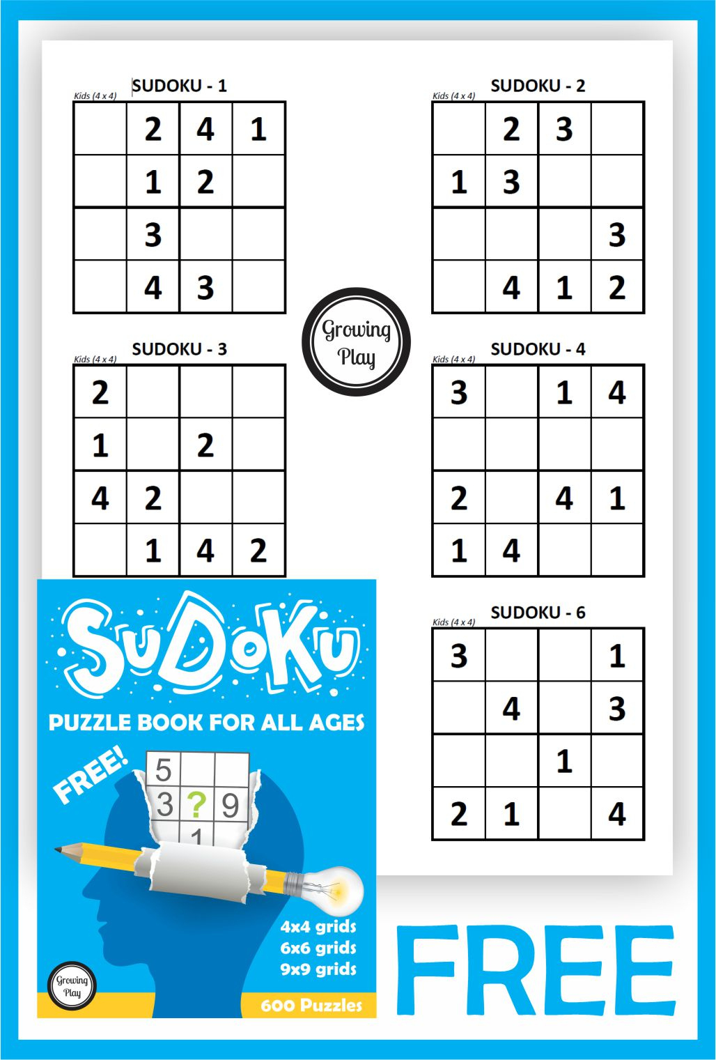 Sudoku For Kids Printable Pdf - Free - Growing Play pertaining to Free Printable Sudoku Books