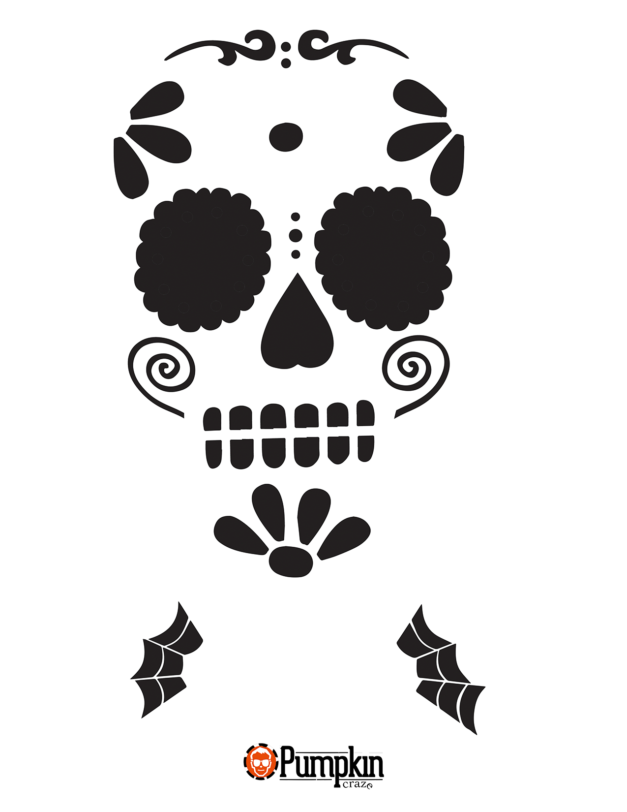 Sugar Skull Pumpkin Stencil, Halloween Pumpkin Carving Stencils within Free Printable Sugar Skull Pumpkin Stencils