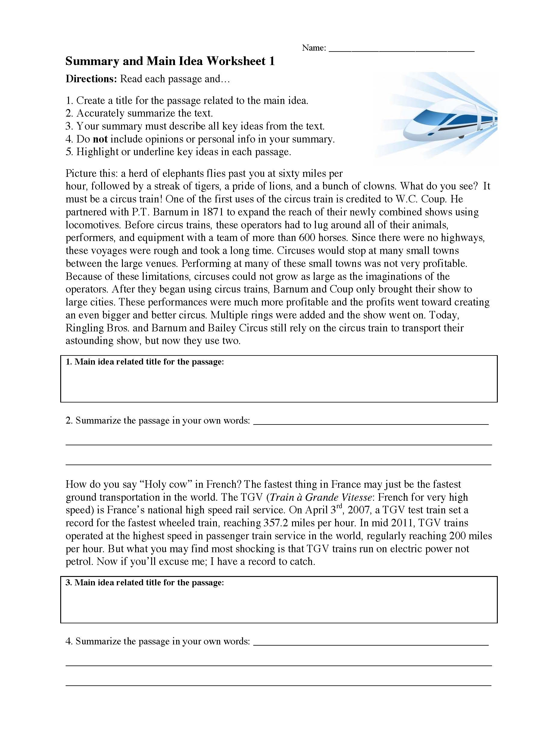 Summarizing Worksheets &amp;amp; Activities | Reading Comprehension for Free Printable Summarizing Worksheets 4th Grade