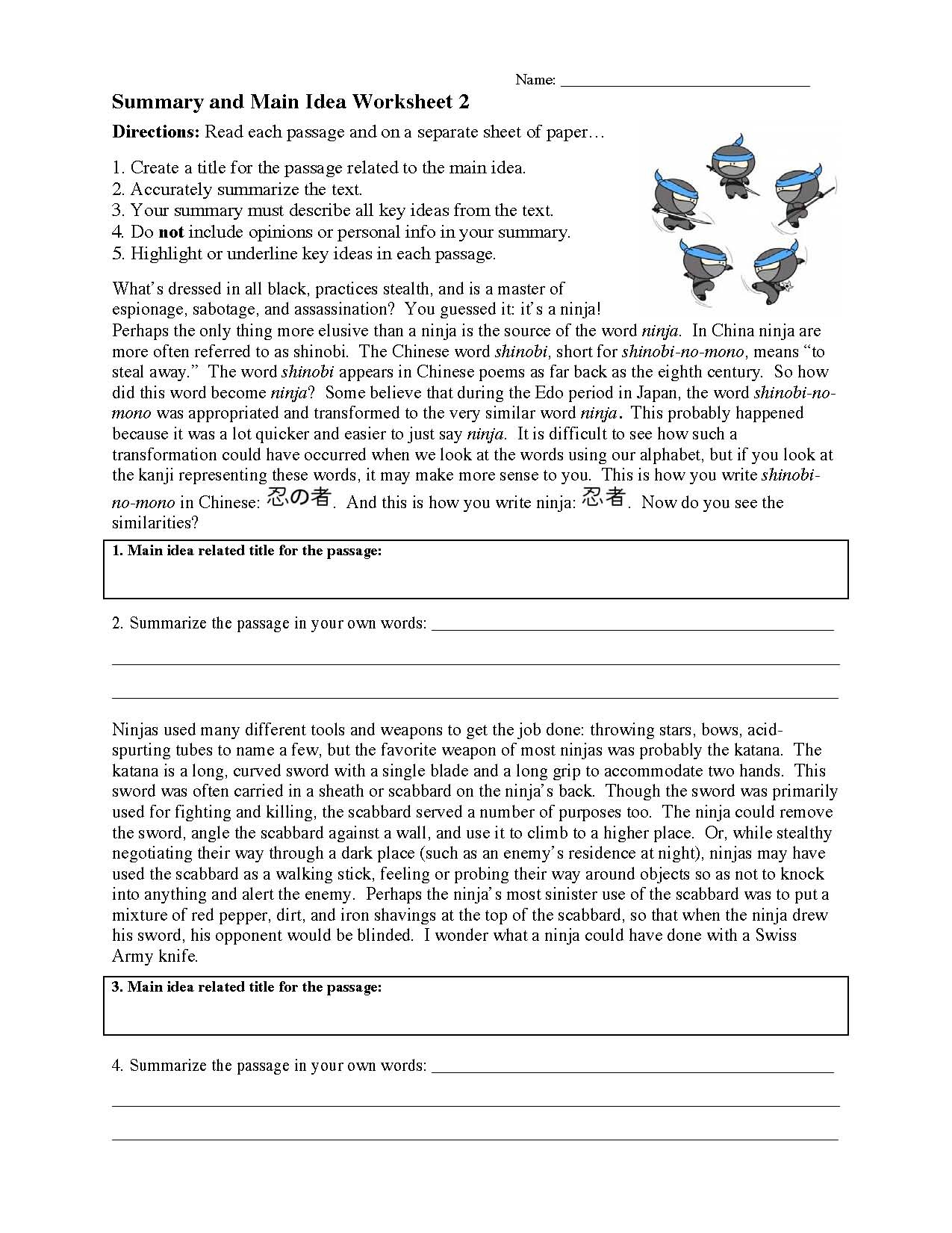 Summarizing Worksheets &amp;amp; Activities | Reading Comprehension with regard to Free Printable Summarizing Worksheets 4Th Grade