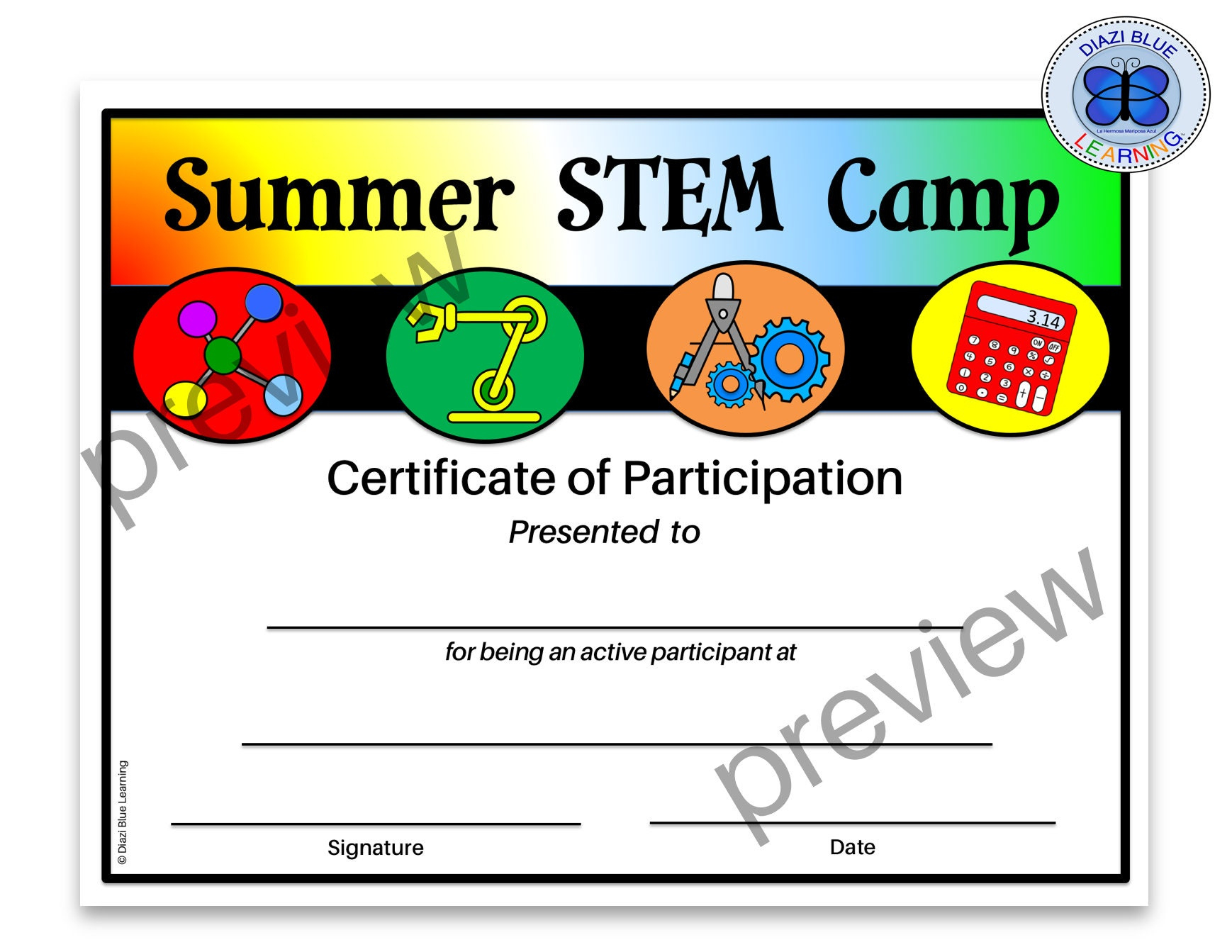 Summer Stem Camp Certificates, Editable Summer Stem Camp throughout Free Printable Camp Certificates