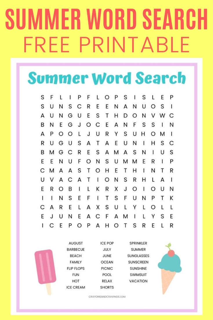 Summer Word Search Free Printable Worksheet For Kids inside Free Printable Summer Puzzles