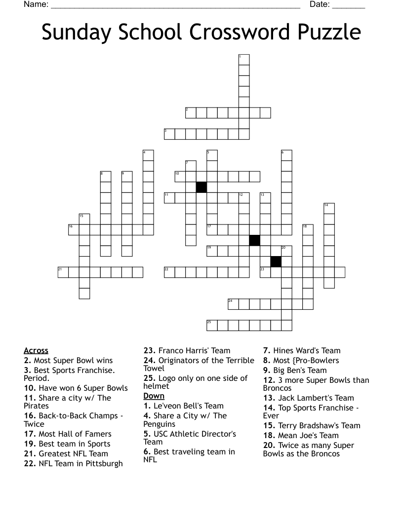 Sunday School Crossword Puzzle - Wordmint with regard to Free Printable Sunday School Crossword Puzzles