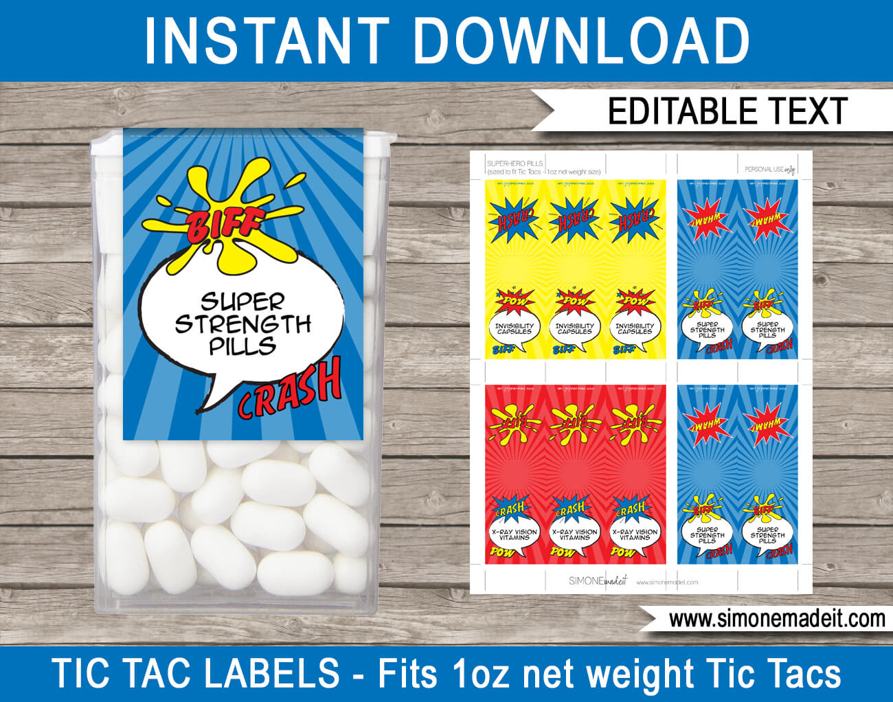 Superhero Tic Tac Labels pertaining to Free Printable Tic Tac Labels