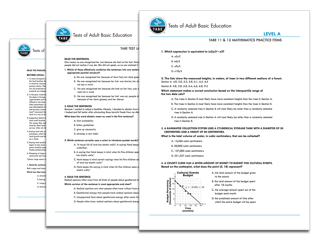 Tabe 11&amp;amp;12 Sample Practice Items | Tabetest in Tabe Practice Test Free Printable