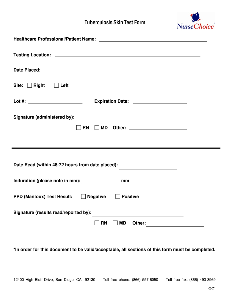 Tb Test Form - Fill Online, Printable, Fillable, Blank | Pdffiller pertaining to Free Printable TB Test Form