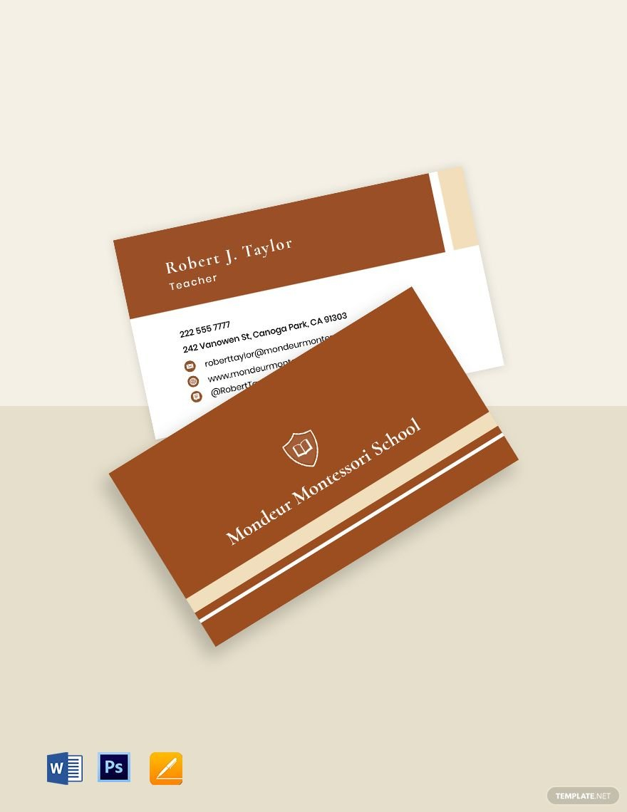 Teacher Business Card Template In Publisher - Free Download inside Free Printable Business Card Templates For Teachers