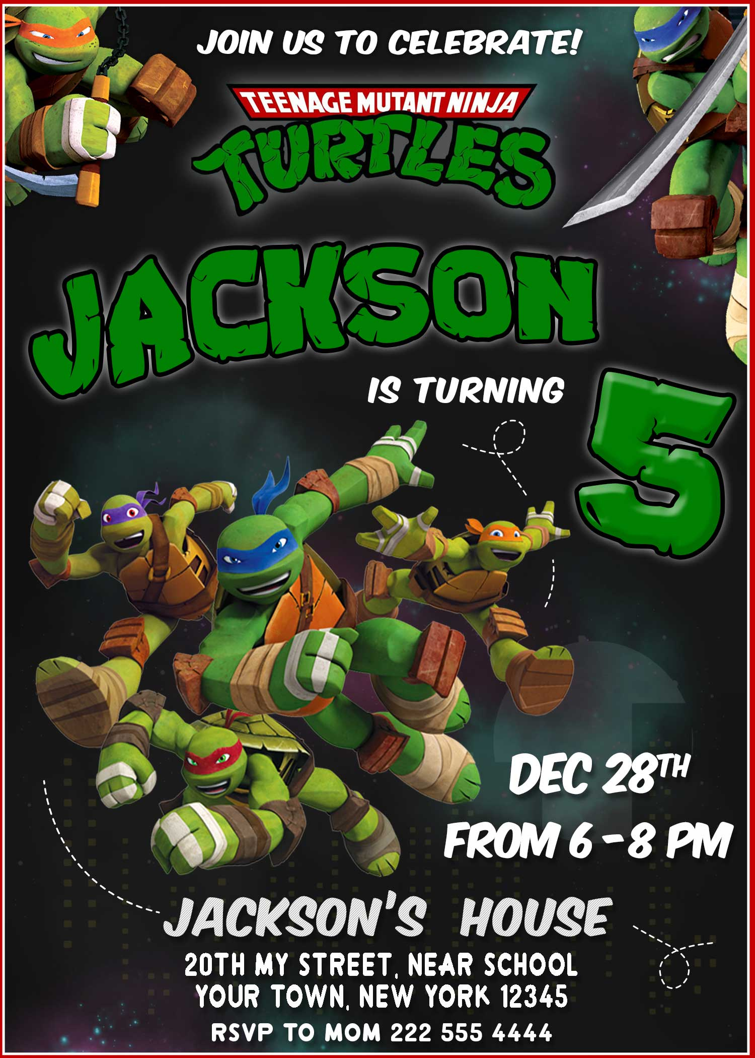 Teenage Mutant Ninja Turtles Birthday Invitation | Amazing Invite inside Free Printable Tmnt Birthday Invitation Template