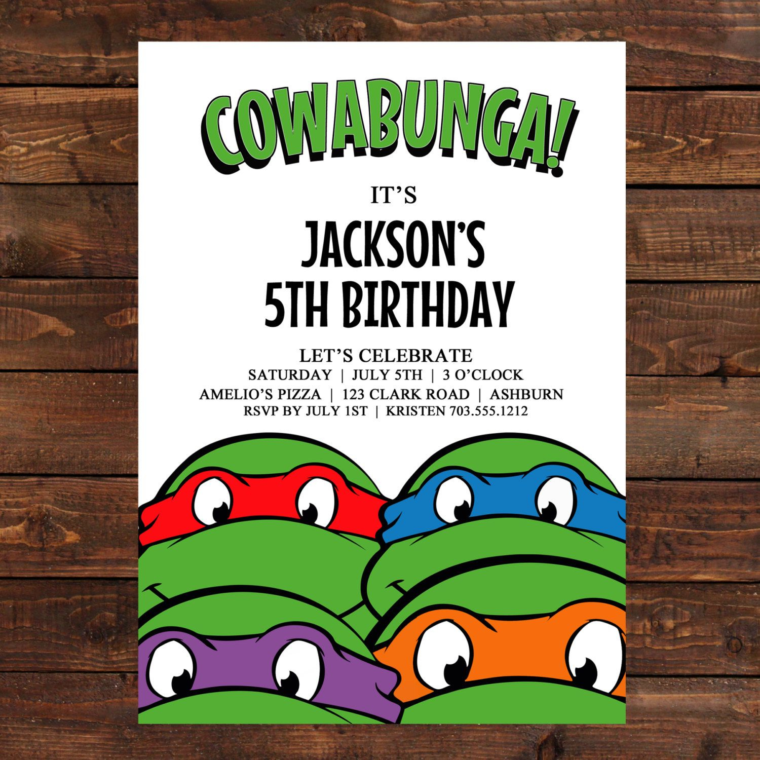 Teenage Mutant Ninja Turtles Birthday Party Invitations | Free for Free Printable Tmnt Birthday Invitation Template